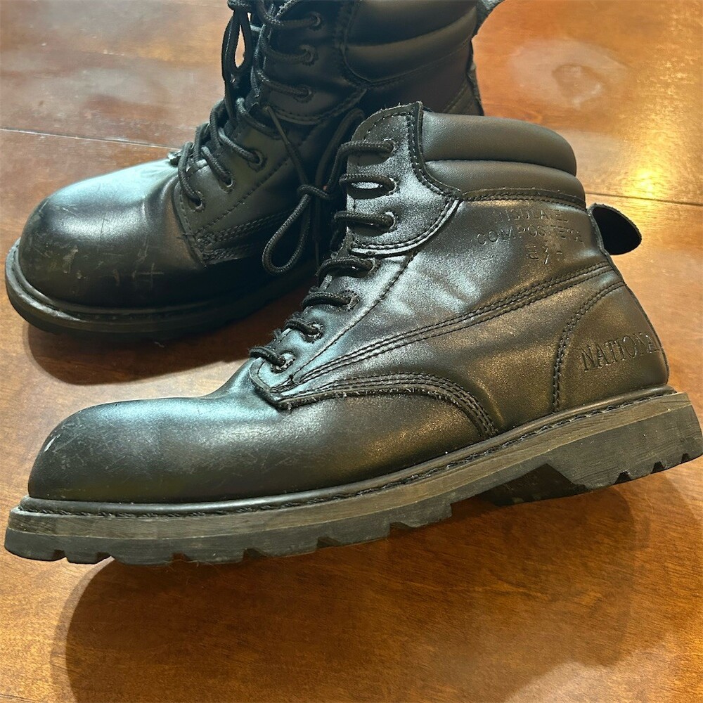National Rubber Footwear Men's Work Boots Black Composite Toe EH Size 9.5